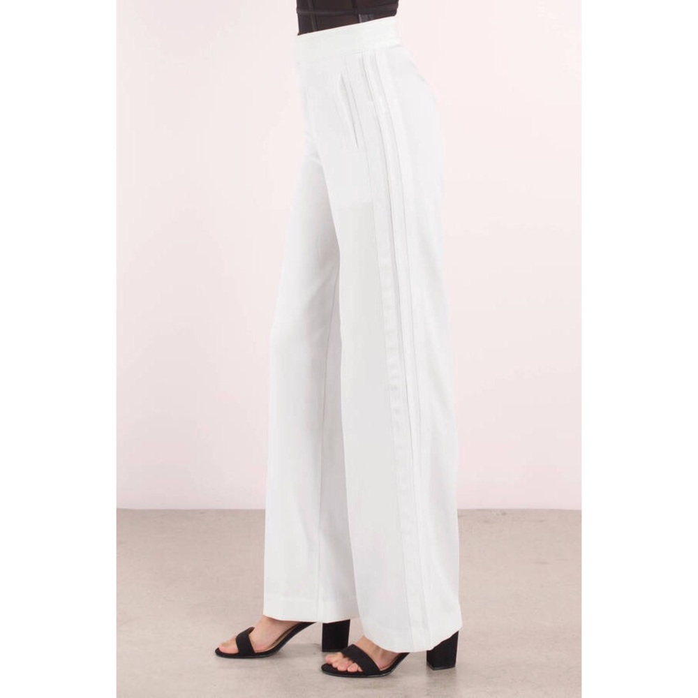 WHITE STRIPE DETAIL STRAIGHT PANTS - Picture 6 of 8